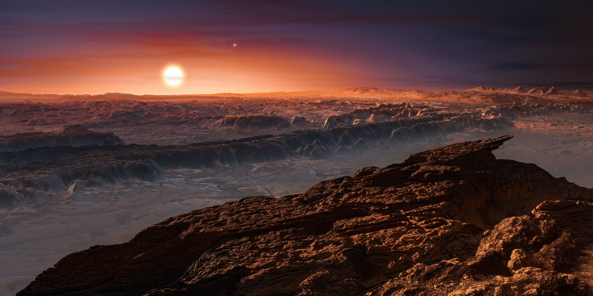 Художественное изображение поверхности планеты Проксима Центавра (Proxima Centauri B)