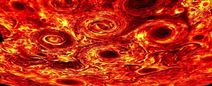 Геометрические кластеры гигантских циклонов обнаружены на полюсах Юпитера